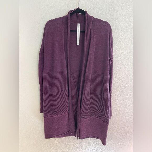 Lululemon Sit In Lotus Sweater Cardigan Wrap II Heathered Plum size 6 - Picture 2 of 7